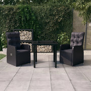 Set da Pranzo da Giardino con Cuscini 3 pz Nero cod mxl 39845