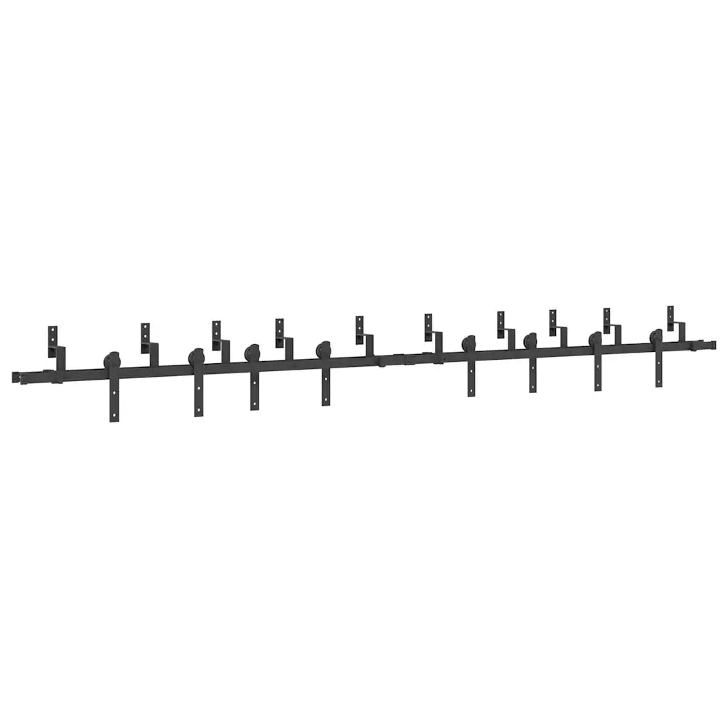 Kit di Binari per Porte Scorrevoli 366 cm Acciaio Nero CFW2619595