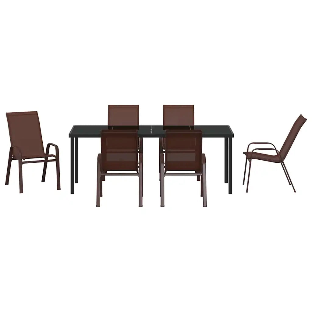 Set da Pranzo per Giardino 7 pcs Marrone e Nero 3379133
