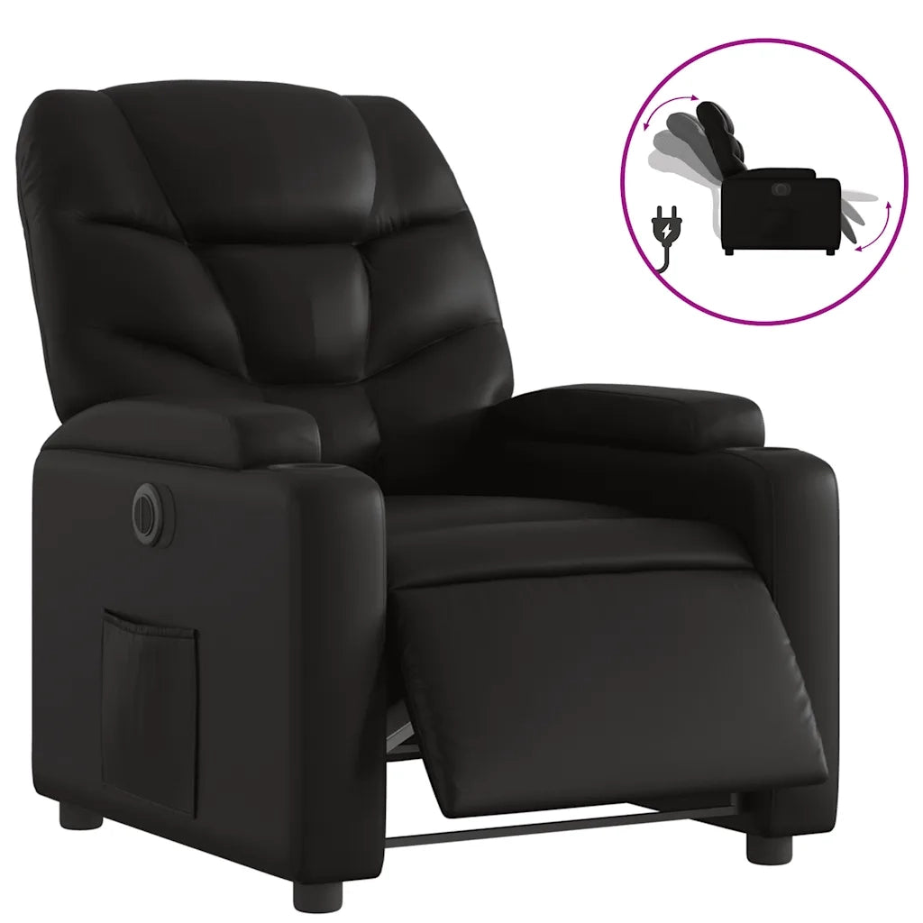 Divano Sedia-Poltrona Reclinabile Elettrica Nera in Similpelle 852530