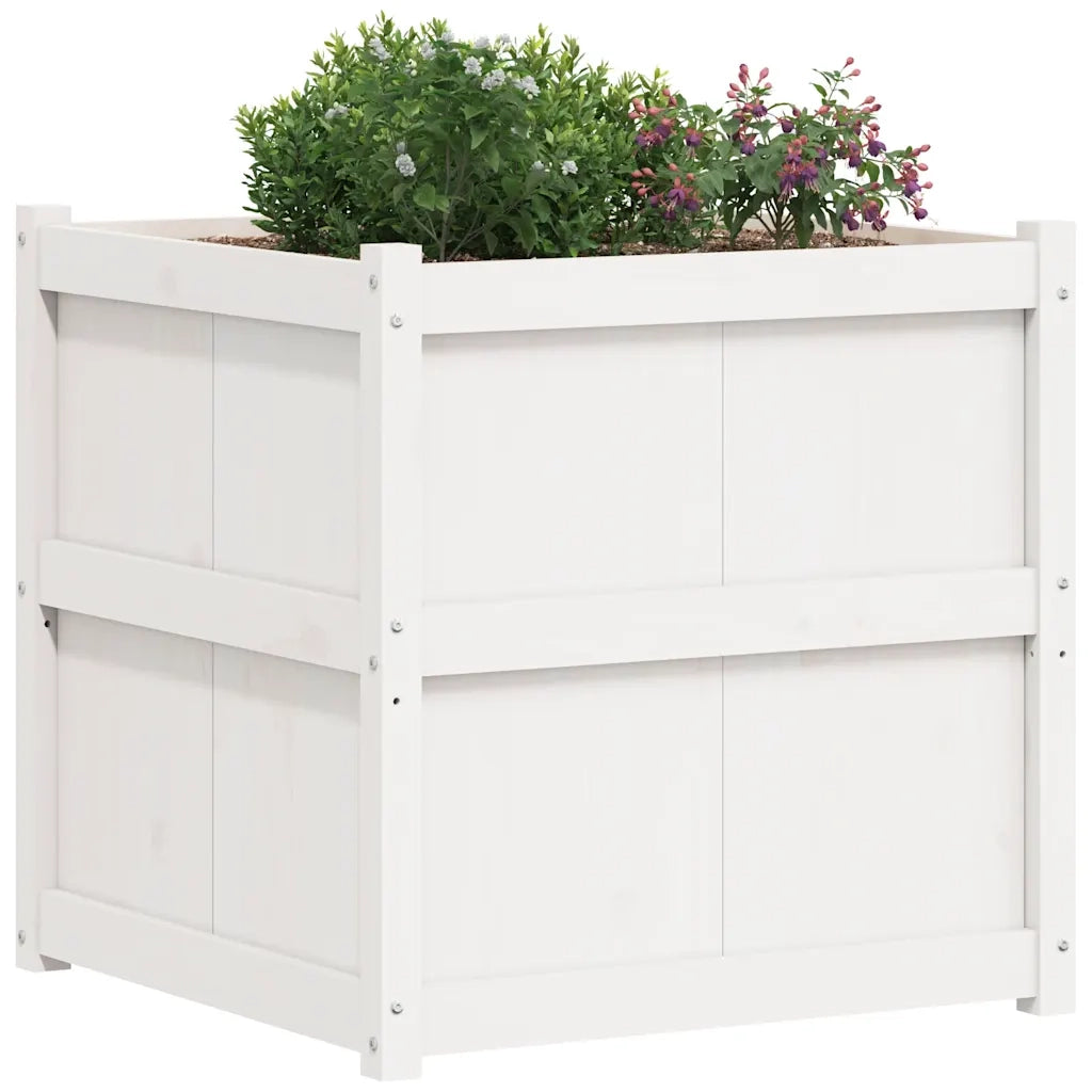 Fioriera da Giardino Bianca 70x70x70 cm Legno Massello di Pino 837435