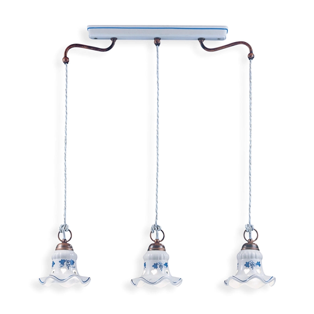 Lampadario Classico Chieti Metallo E Ceramica Nero Sfumato Argento 3 Luci E14