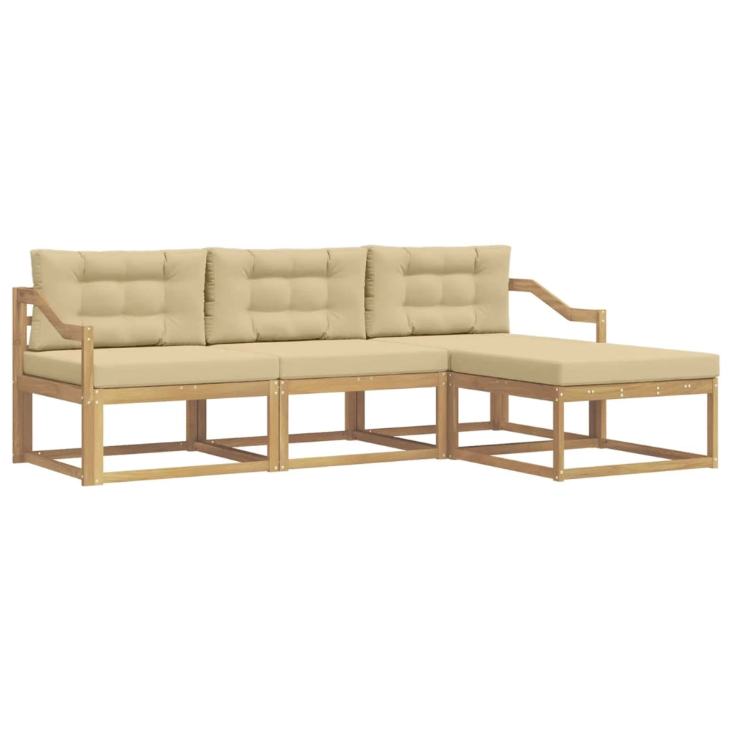 Set di divani da esterno 4 pcs Bianco e Beige Poliestere