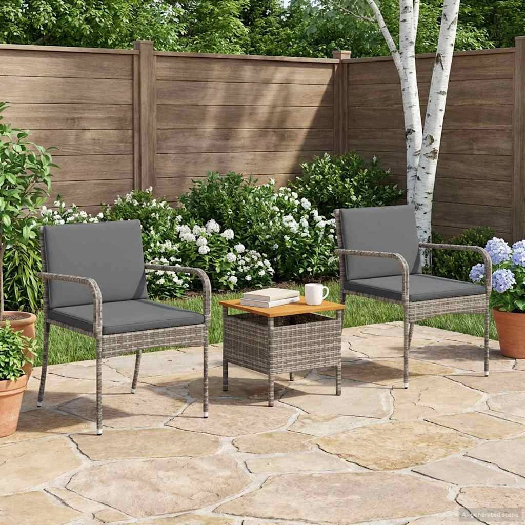 Set Bistro da Giardino 3 pz Grigio polyrattan 42025110