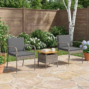 Set Bistro da Giardino 3 pz Grigio polyrattan 42025110