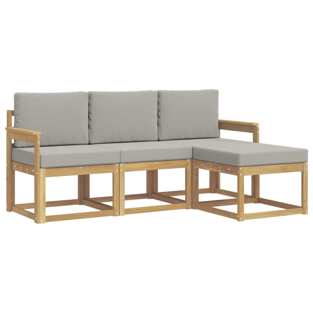 Set di divani da esterno 4 pcs Bianco e Grigio Chiaro 3387445