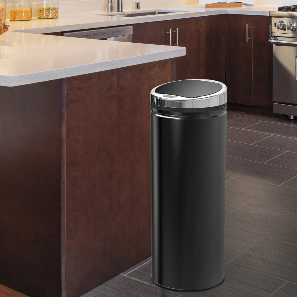Cestino Elettrico 50 Litri ¨C Zephmum ¨C Nero Acciaio Inossidabile