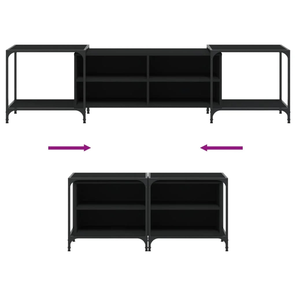 Mobile TV multimediale mensola TV credenza TV sala da pranzo soggiorno camera da letto 203 x 37 x 50 cm legno ingegnerizzato nero 02_0026111