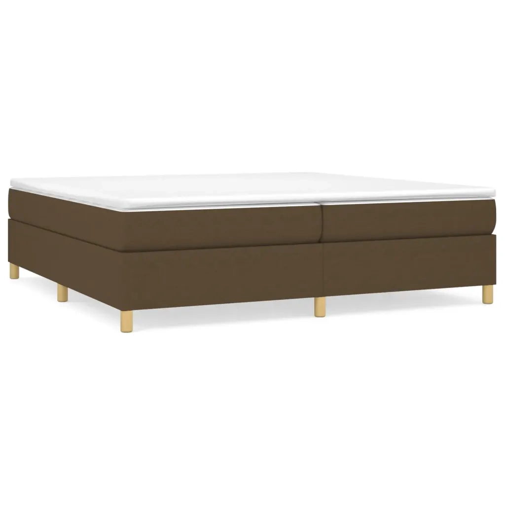 Struttura Letto a Rete a Molle-Giroletto Marrone Scuro 200x200 cm in Tessuto 812256