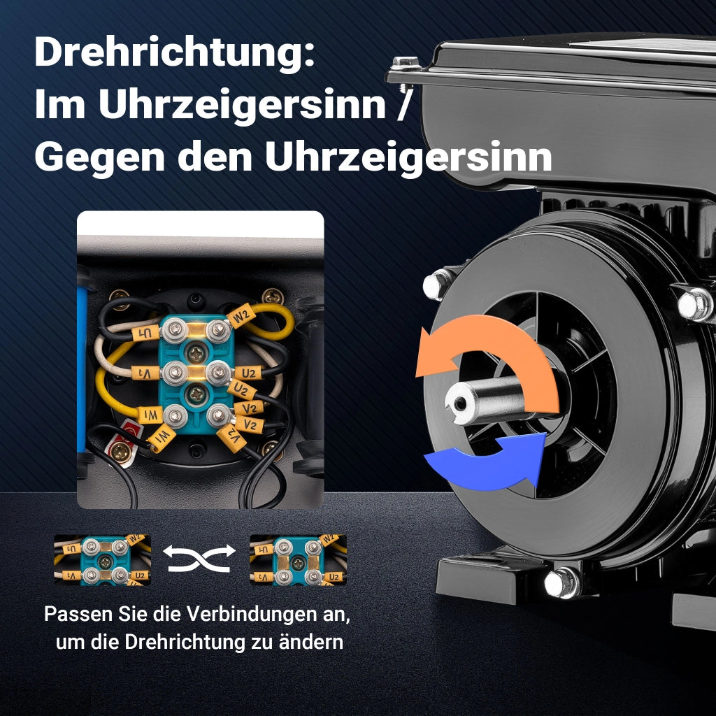 Motore elettrico asincrono monofase, 1400 giri/min, 230 volt, 0,37 kw, 1/2 CV, IP44, classe F