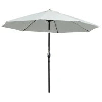 Ombrellone da Giardino Rotondo con Manovella e Inclinabile a 3 Livelli, Ø265x240 cm, Crema
