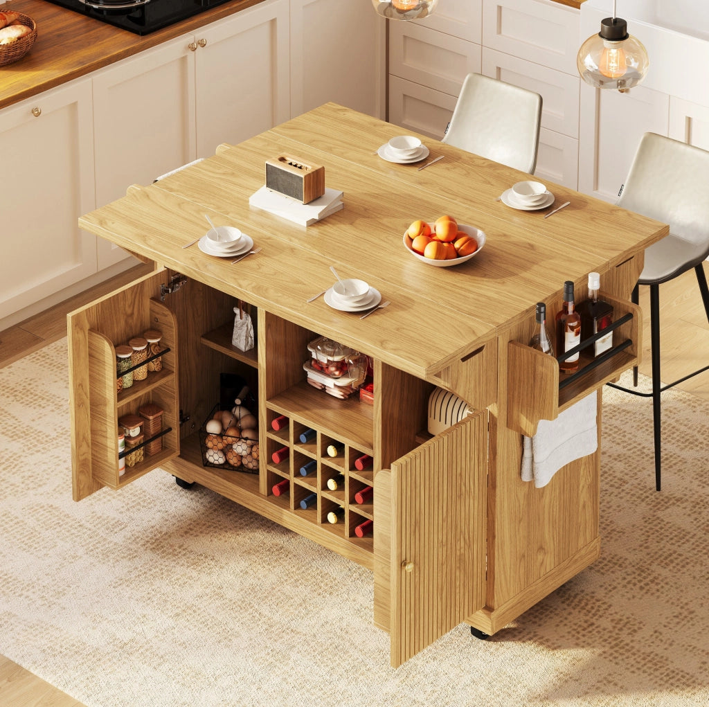 Carrello cucina mobile con ripiani regolabili e portabottiglie