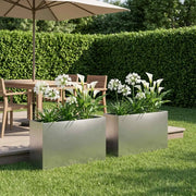 Vaso da giardino 2 pz Argento 80 x 40 x 50 cm Acciaio Inox 8005717