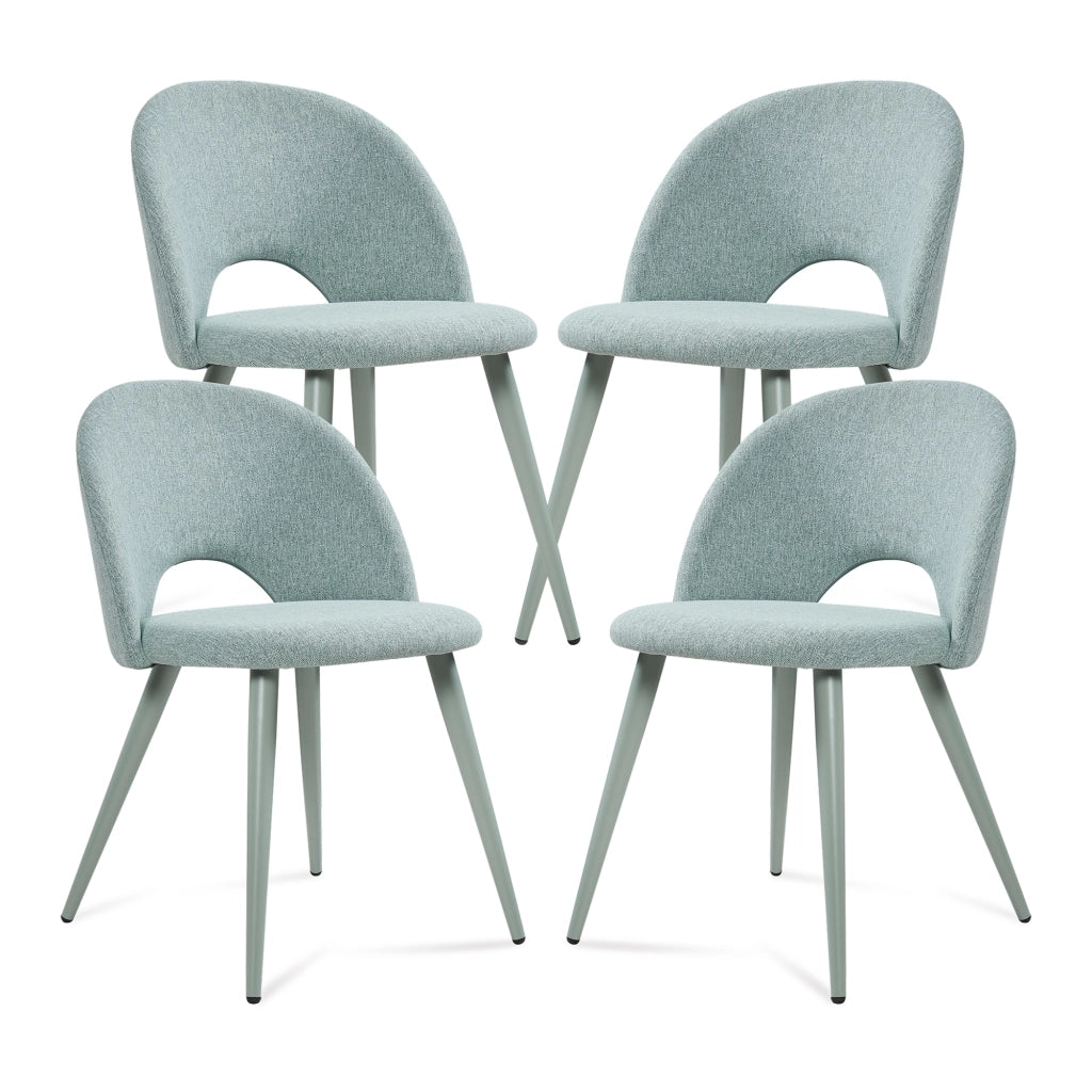Set Karijoki di 4 Sedie Imbottite da Sala Pranzo Rivestimento in Tessuto - Verde Chiaro [en.casa]