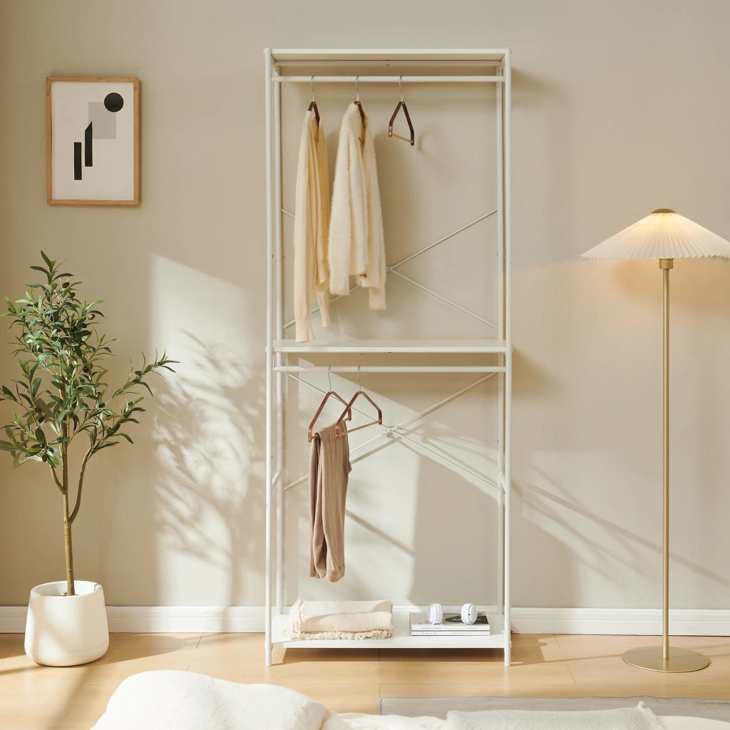 Guardaroba Aperto Verdfjorg con 2 Vani Appendiabiti 200 x 80 x 40 cm - Bianco [en.casa]
