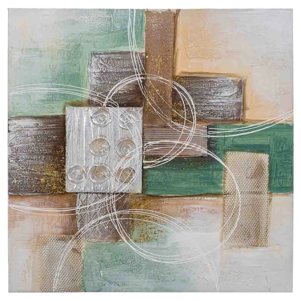 Quadro dipinto a mano con rilievo multicolore 60x60x3h cm