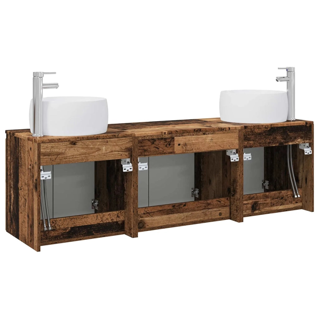 Set di Armadi da Bagno 3 pz Legno antico 49,5 x 44,5 x 66 cm 3405715