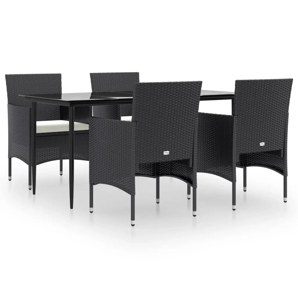 Set da Pranzo da Giardino 5 pz con Cuscini Nero 3156616