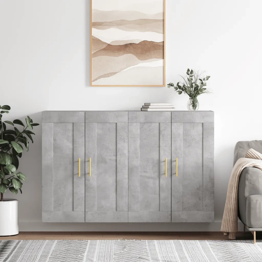 Armadietti a Parete 2 pz Grigio Cemento in Legno Multistrato 3198005
