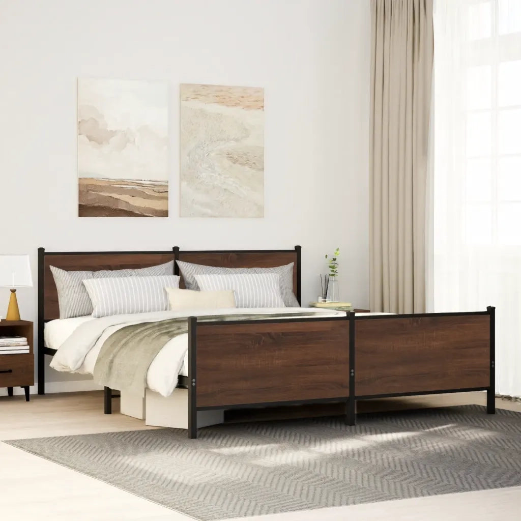 Giroletto senza Materaso in Metallo Rovere Marrone 180x200 cm 3301373