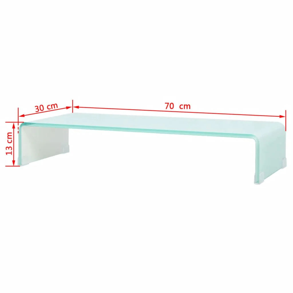 Pratico supporto TV/buffet/supporto per monitor di design per TV in vetro bianco da 70 cm 2502049