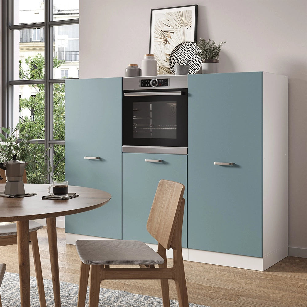 Cucine componibili piccole R-Line Grigio-blu/Bianco 180 cm senza piano di lavoro Vicco