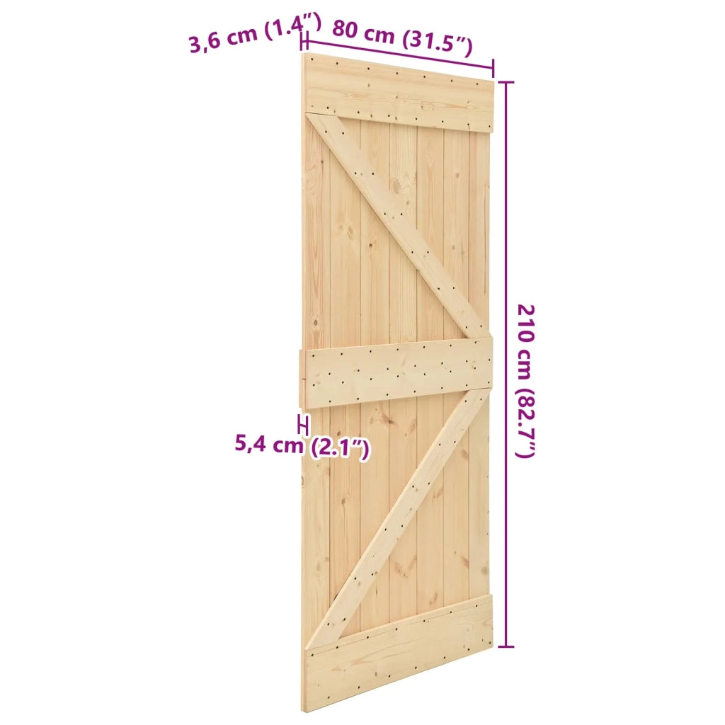 Porta NARVIK Naturale 80 x 210 cm Legno di pino solido 351042