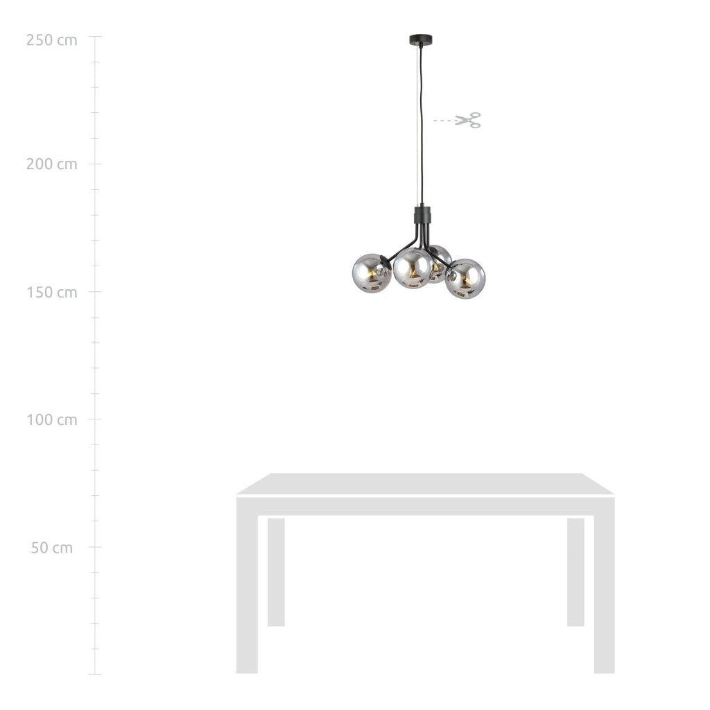 Lampadario Emibig Nova 4xE14 nero grafite vetro metallo