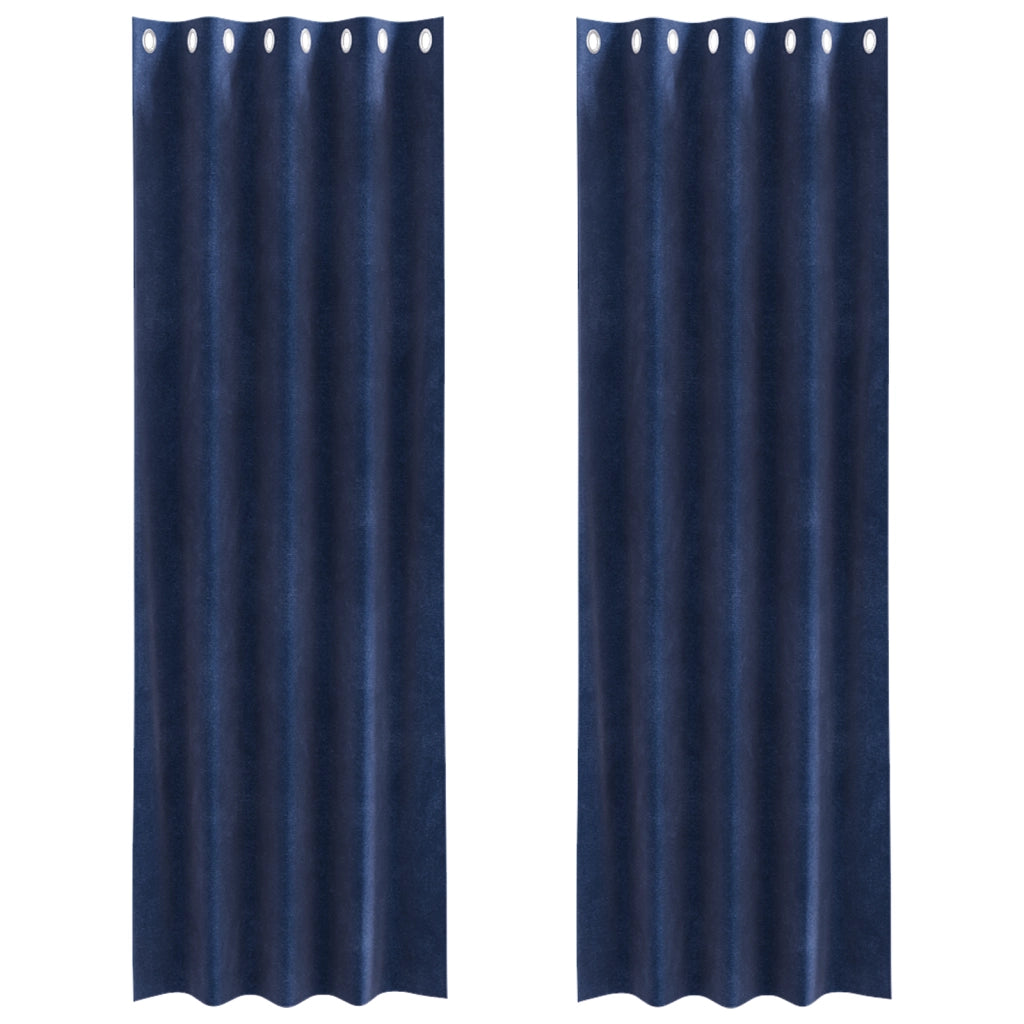 Tende Oscuranti  con Occhielli 2 pz Blu Scuro in Velluto