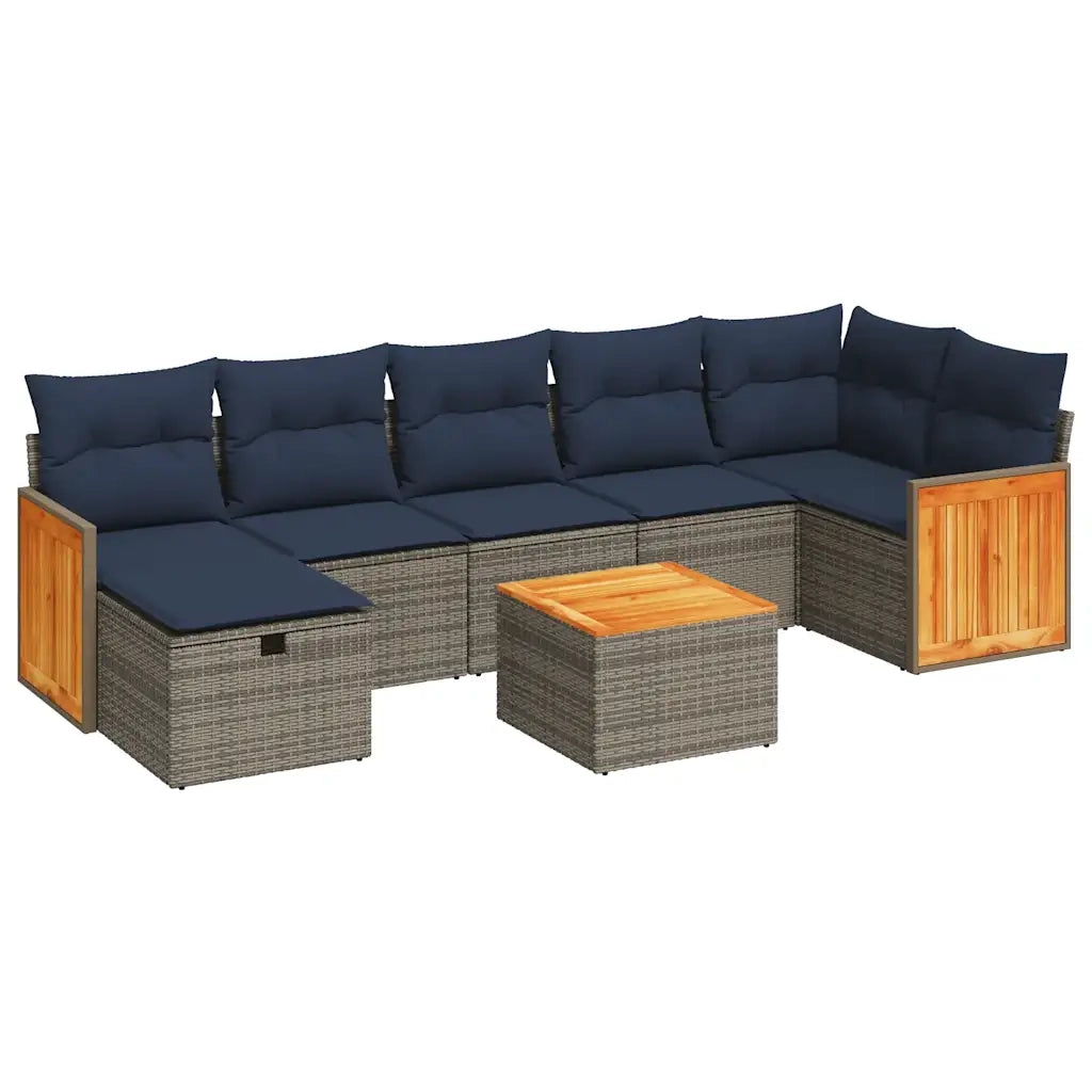 Set Divano da Giardino 8 pz con Cuscini Grigio in Polyrattan 3326051
