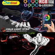 Trade Shop - Striscia Led Illuminazione Decorativa Rgb Led Strip Neon 12v Per Auto Q-led2801 -