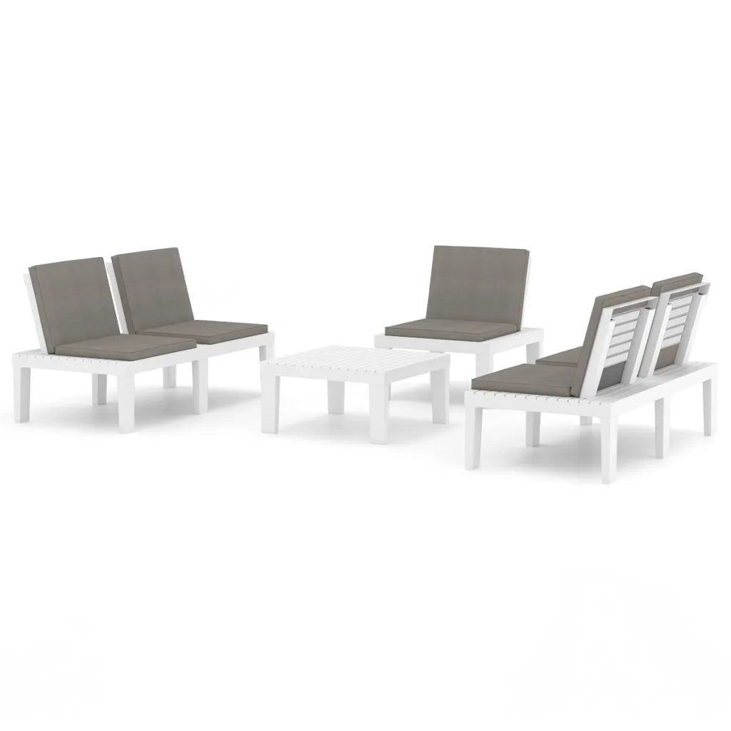 Set Divani da Giardino con Cuscini 4 pz in Plastica Bianco 3059835
