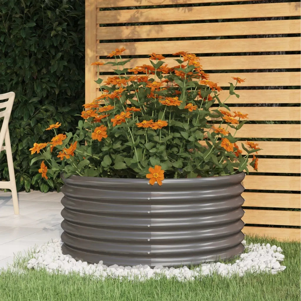 Vaso da Giardino Acciaio Verniciato a Polvere 80x80x36cm Grigio