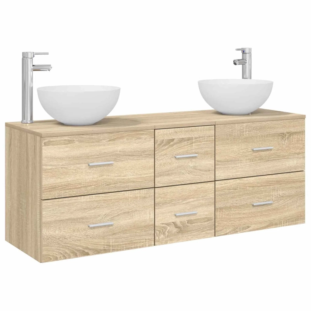 Set di Armadi da Bagno 3 pz Rovere Sonoma 49,5 x 35 x 63 cm 3405797