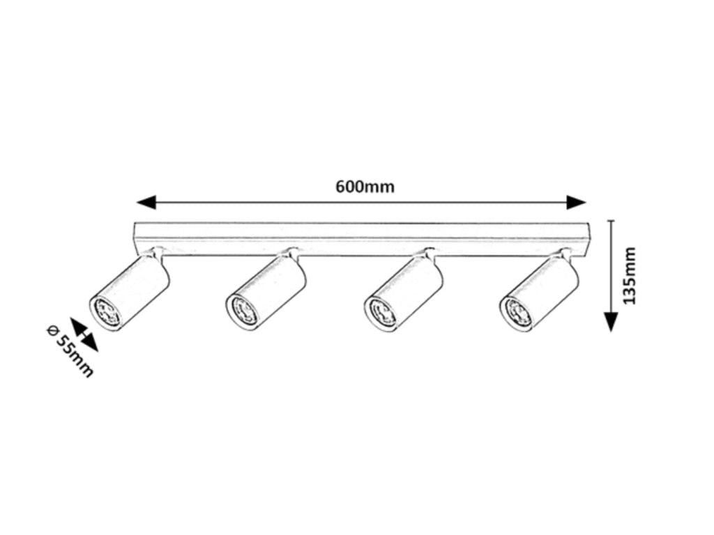 Barra spot nera GU10 4x25W da soffitto Solo 2086 Rabalux