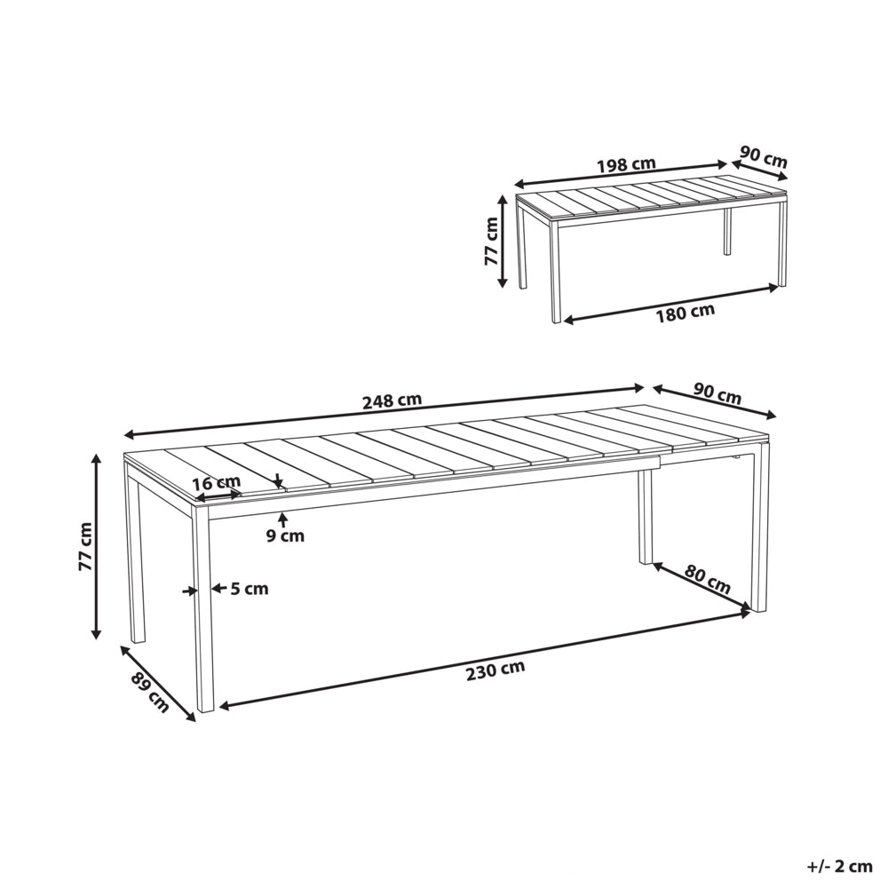 Tavolo da giardino allungabile alluminio grigio 198/248 x 90 cm Mobili da giardino per esterni in stile moderno