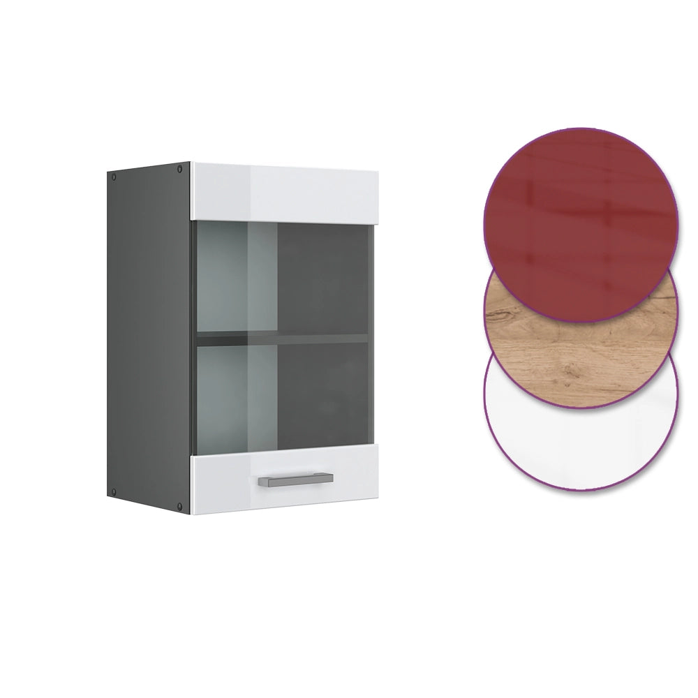 Vicco Mobile da cucina in vetro Bianco lucido 40 cm