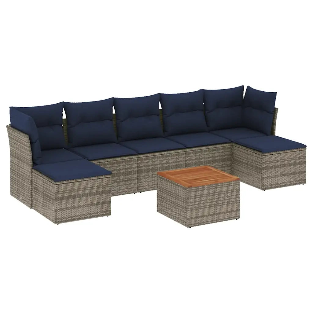 Set Divani da Giardino 8 pz con Cuscini Grigio in Polyrattan 3256110