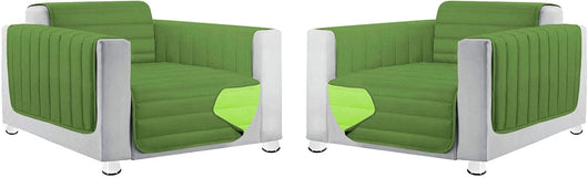 Coppia Set 2 Pezzi Copripoltrona Universale Imbottito Morbido Double Face Elegante Verde