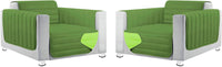 Coppia Set 2 Pezzi Copripoltrona Universale Imbottito Morbido Double Face Elegante Verde