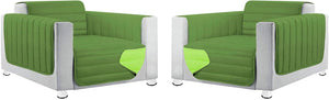 Coppia Set 2 Pezzi Copripoltrona Universale Imbottito Morbido Double Face Elegante Verde