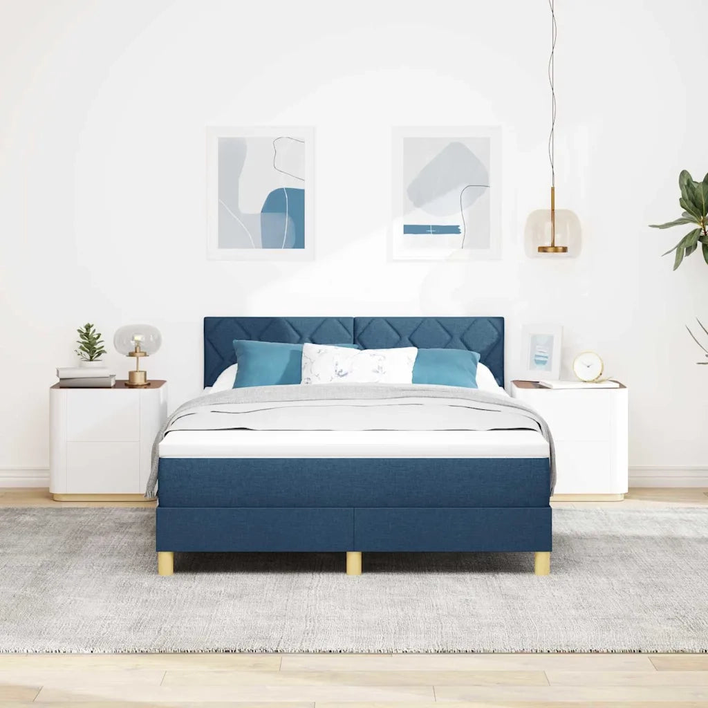 Letto a molle con materasso Blu 140 x 200 cm Tessuto 3342526