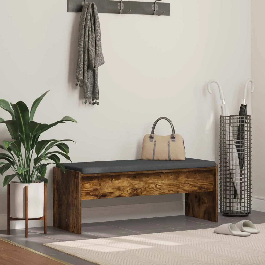 Panca per ingresso con cuscino Rovere fum¨¦ 103 x 38 x 40 cm