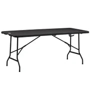 Tavolo da Giardino Pieghevole per 6 Persone in Acciaio e HDPE, 180x75.5x73cm, Grigio Scuro