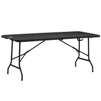 Tavolo da Giardino Pieghevole per 6 Persone in Acciaio e HDPE, 180x75.5x73cm, Grigio Scuro