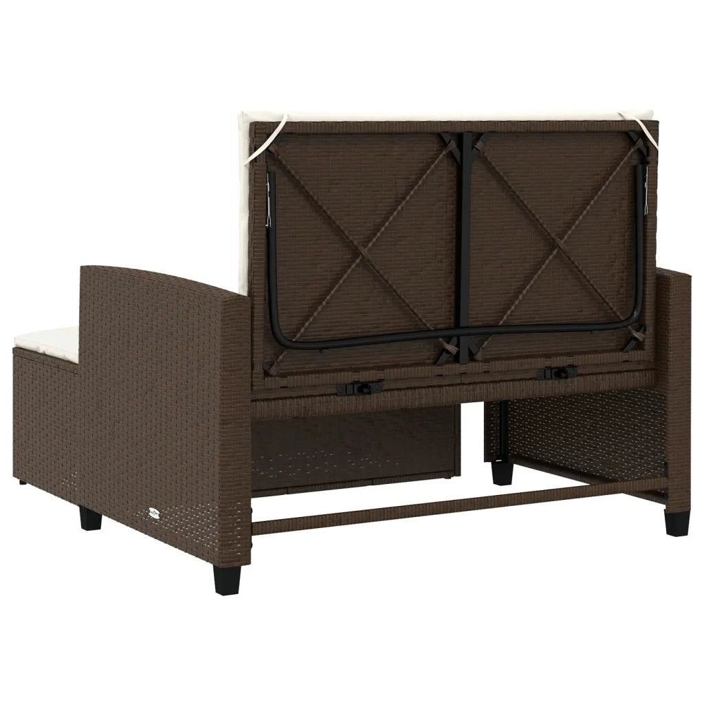 Divano da Giardino a 2 Posti con Cuscini in Polyrattan Marrone 365133