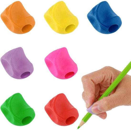 Aiuto alla scrittura 7 in 1 per pennarelli, supporto ergonomico per pennarelli, aiuto alla scrittura per bambini, supporto per pennarelli, maniglie per matite, gomme per bambini.