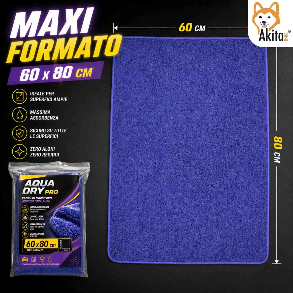 Akitaink Panno Auto Microfibra 60x80 cm 620 GSM Asciugatura