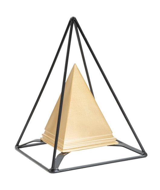 Piramide Oro con Ferro 15x15x21 cm in Poliresina e Ferro