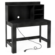 Scrivania per computer con libreria 108 x 60 x 125 cm multipresa integrata design moderno in MDF nero 20_0015637